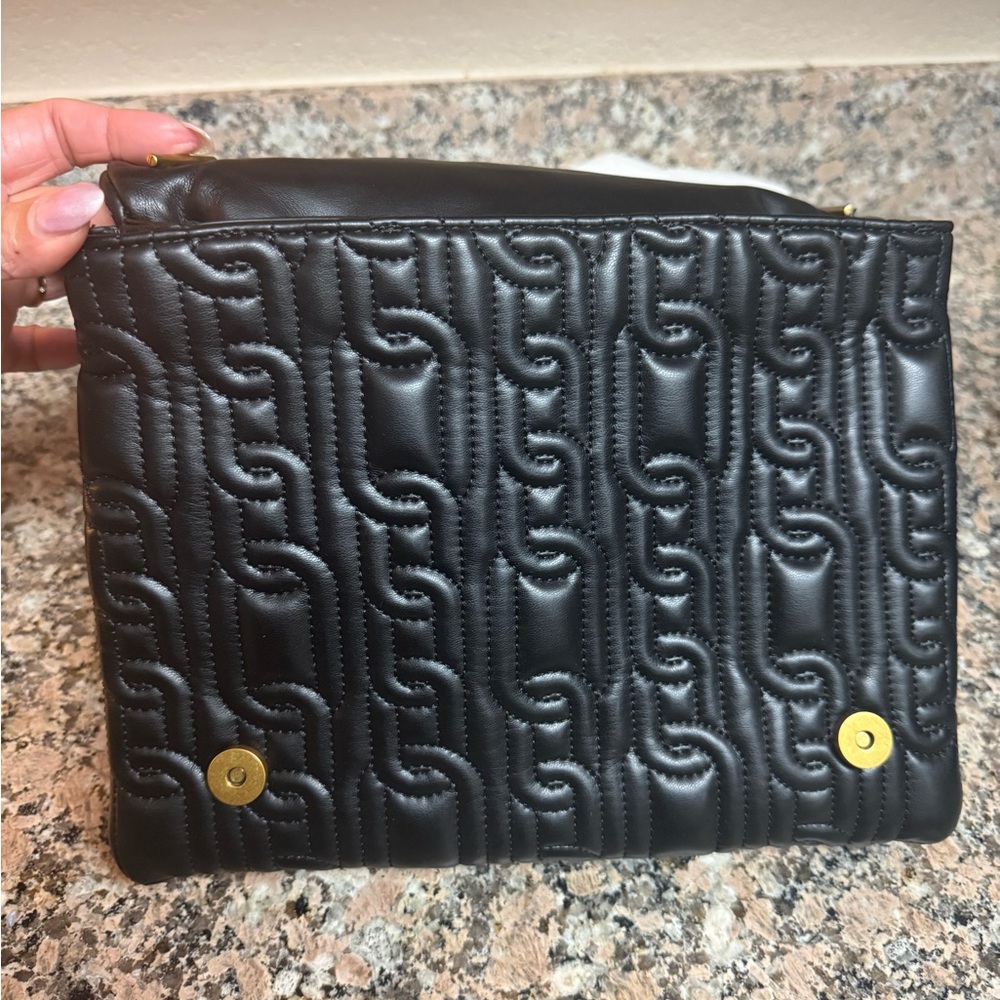 Zara Black Embossed Shoulder Bag with Gold Chain - Picture 4 of 6